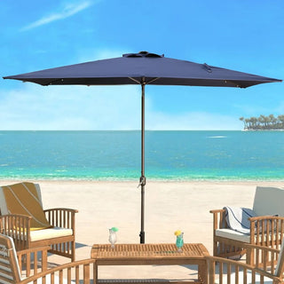 10Ft Outdoor Rectangular Umbrella with 26 Solar-Powered LED Lights, Crank and Tilt