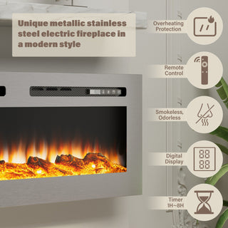 50/60 Inch  Modern LED Heater with 12 Flame Colors & Remote Electric Fireplace