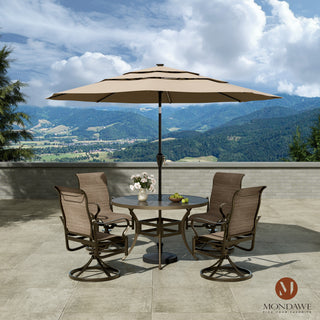 5-Piece Outdoor Patio Dining Set – Round Aluminum Table with Umbrella Hole & 4 Swivel Chairs