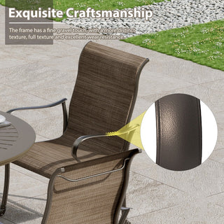 5-Piece Cast Aluminum Patio Dining Set with 4 Textilene Chairs  + 48-Inch Round Table with Umbrella Hole - Weather-Resistant Outdoor Set