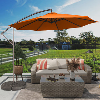 10FT Steel Cantilever Patio Umbrella with 2-Way Stop Crank, Offset Hanging Outdoor Umbrella for Patio, Pool, Deck & Garden