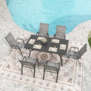 6-Piece Outdoor Patio Dining Chairs Set, Waterproof Teslin Fabric Chairs with Rust-Resistant Metal Frame, 350 lbs Weight Capacity,