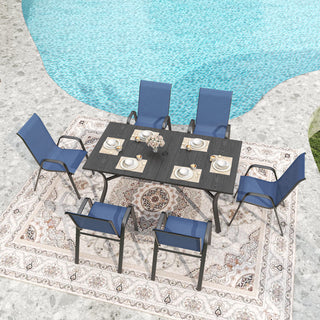 6-Piece Outdoor Patio Dining Chairs Set, Ergonomic Wide Seats, Waterproof Teslin Fabric & Rust-Resistant Metal Frame, 350 lbs Capacity