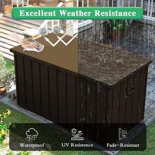 200 Gallon Metal Deck Box, Waterproof Outdoor Storage Box with Lockable Lid