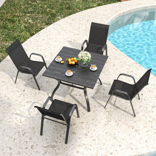 4-Piece Outdoor Patio Dining Chairs Set, Ergonomic Wide Seats with Lumbar Support, Waterproof Teslin Fabric & Rust-Resistant Metal Frame, 350 lbs Capacity