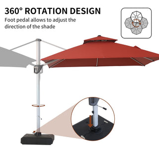 10 Ft Square Aluminum 360° Cantilever Patio Umbrella with Cover – Outdoor Yard Market Shade
