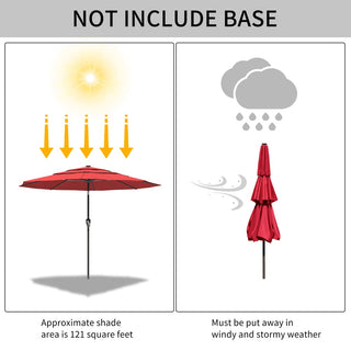 10FT 3-Tier Solar LED Patio Umbrella with Tilt & Crank, Aluminum Market Umbrella for Backyard, Deck & Garden