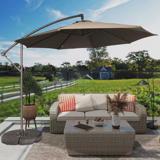 10FT Steel Cantilever Patio Umbrella with 2-Way Stop Crank, Offset Hanging Outdoor Umbrella for Patio, Pool, Deck & Garden