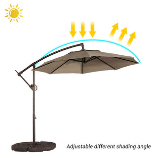 10FT Steel Cantilever Patio Umbrella with 2-Way Stop Crank, Offset Hanging Outdoor Umbrella for Patio, Pool, Deck & Garden