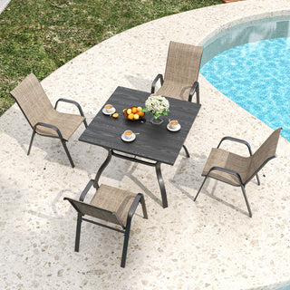 4-Piece Outdoor Patio Dining Chairs Set, Ergonomic Wide Seats with Lumbar Support, Waterproof Teslin Fabric & Rust-Resistant Metal Frame, 350 lbs Capacity