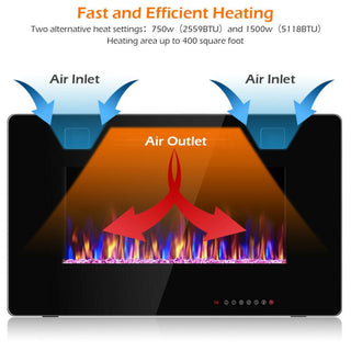 30/36/42/50/60-Inch Recessed Ultra Thin Electric Fireplace Heater with Glass Appearance