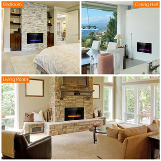 30/36/42/50/60-Inch Recessed Ultra Thin Electric Fireplace Heater with Glass Appearance