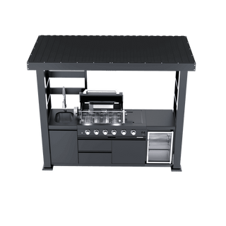 97-Inch 4-Burner 72000 BTU Outdoor Kitchen Island Grill | Stainless Steel BBQ with Wine Cooler, Rotisserie & Storage
