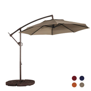 10FT Steel Cantilever Patio Umbrella with 2-Way Stop Crank, Offset Hanging Outdoor Umbrella for Patio, Pool, Deck & Garden