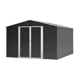 10x12 FT Metal Outdoor Storage Shed – Large Steel Garden Tool Shed with Lockable Doors for Backyard