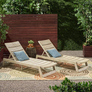 Outdoor Adjustable Lounge Chair With Acacia Wood Frame