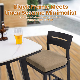 5-Piece Outdoor Patio Bar Set – 35.4" Marble-Style Sintered Stone Table & Aluminum Bar Stools with Sunbrella® Cushions