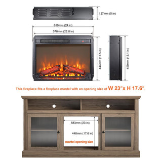 23-Inch Electric Fireplace Insert with Realistic Flame & Log Set, Remote-Controlled Heater for Cozy Indoor Spaces