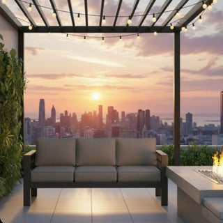 75 In All-Weather Metal 3-Seat Patio Sofa Couch with Thick Cushions & Frame