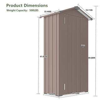 Small Metal Garden Storage Shed, Waterproof Galvanized Steel Tool Shed with Lockable Door
