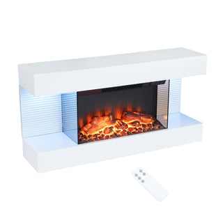 32"/50"/60"/72" Wall-Mounted Electric Fireplace with Suspended LED Lighting, Modern Indoor Fireplace for Living Room