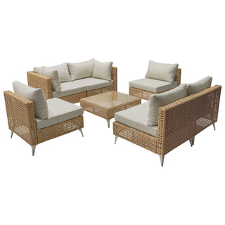 7-Piece Wicker Patio Conversation Set with Thick Cushions & Coffee Table | Outdoor Sectional Sofa for Backyard & Porch