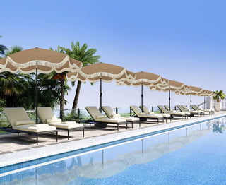 9 FT Tassel Market Patio Umbrella with Full Fiberglass Rib in Cream/Beige/Tan