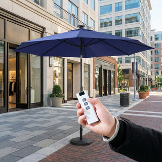 10FT LED Light Electric Market Umbrella with Remote – One-Touch Automatic Patio Umbrella