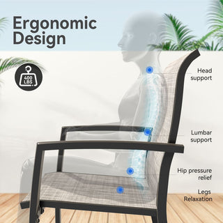 2-Piece Outdoor Patio Chairs – All-Weather Metal Dining Chairs for Garden & Poolside, Black or Cream Frame