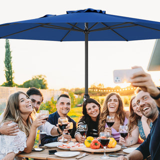 12 FT Patio Umbrella with Crank Handle & 8 Sturdy Ribs – Durable Outdoor Market Umbrella for Patio, Garden & Backyard