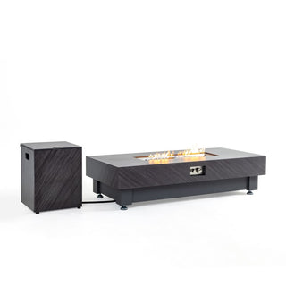 60-INCH FIRE PIT TABLE,Stone Outdoor Gas Fire Pit Table with Rain cover,Rectangular Heater for Patio, Backyard, Deck, Outdoor Modern Patio Fire Pit