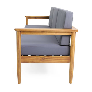 Elegant Acacia Wood Chair With Waterproof Cushions For Outdoor Use, 400 lb Capacity