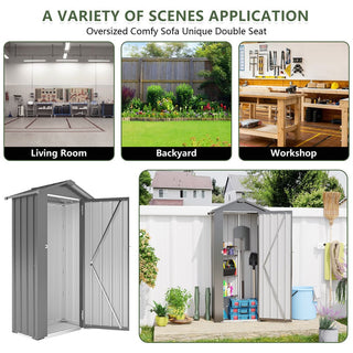 Small Metal Garden Storage Shed, Waterproof Galvanized Steel Tool Shed with Lockable Door