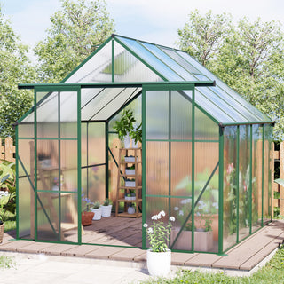 Double Door Polycarbonate Greenhouse Raised Base and Anchor Aluminum Heavy Duty Walk-in Greenhouses for Outdoor Backyard in All Season