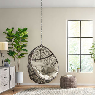 Outdoor Teardrop Swing Chair With Polyethylene Rattan And Cushions