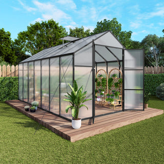 New-Design Walk-In Polycarbonate Greenhouse with Heavy-Duty Aluminum Frame – All-Season Garden & Backyard Greenhouse