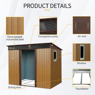 8X6 FT Outdoor Metal Storage Shed with Lockable Sliding Doors and Transparent Roof Panel, Perfect for Garden and Lawn Equipment