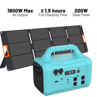 1024Wh Portable Power Station (1000W/1800W) with MPPT Solar Charging, 100W USB-C PD & IPX4 Protection