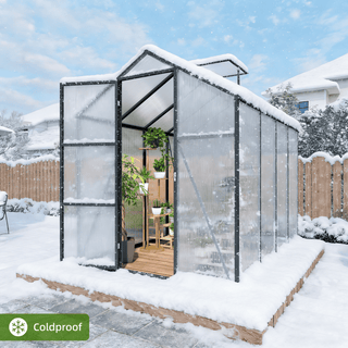 Walk-In Outdoor Polycarbonate Greenhouse with Aluminum Frame – Adjustable Vents, Lockable Door & UV Protection for Backyard