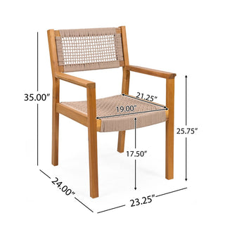 Stylish Acacia Wood And Rope Dining Chairs In Teak Finish (Set Of 2)