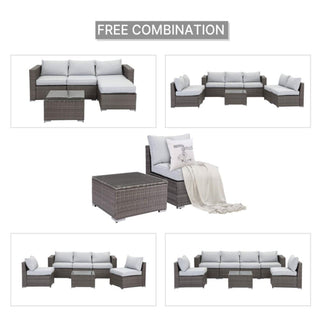 2-Piece All-Weather Outdoor Rattan Patio Furniture Set with 25.2 Inches Width Armless Sofa & Coffee Table