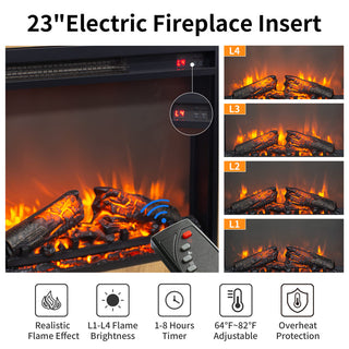 28-Inch TV Media Entertainment Center with Electric Fireplace