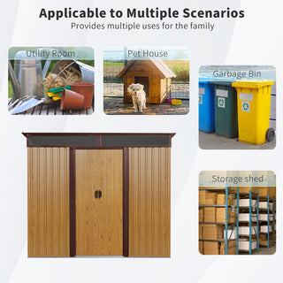 8X6 FT Outdoor Metal Storage Shed with Lockable Sliding Doors and Transparent Roof Panel, Perfect for Garden and Lawn Equipment