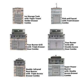 32-Inch Built-In Outdoor Kitchen LPG Gas Grill, 60,000 BTU Stainless Steel 4-Burner with Infrared Rear Burner