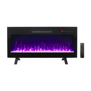 36/42 Inch Ultra-Thin Wall-Mounted Electric Fireplace with Tempered Glass, Multicolor Flames & Remote Control