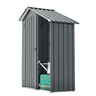 Small Metal Garden Storage Shed, Waterproof Galvanized Steel Tool Shed with Lockable Door