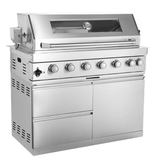 43" Outdoor Kitchen Island with 6-Burner 85,000 BTU Grill, Infrared Rear Burner, Rotisserie & Granite Countertop