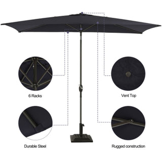 6.5X10 FT Rectangular Patio Umbrella with Crank, Tilt, Polyester UV-Resistant Without base