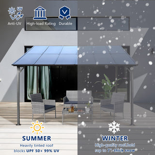 Outdoor Pergola Gazebo,Wall-Mounted Lean to Metal Awning Gazebo with Roof,Large Heavy Duty for Patio,Decks,Backyard