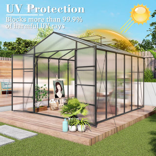 New-Design Walk-In Polycarbonate Greenhouse with Heavy-Duty Aluminum Frame – All-Season Garden & Backyard Greenhouse